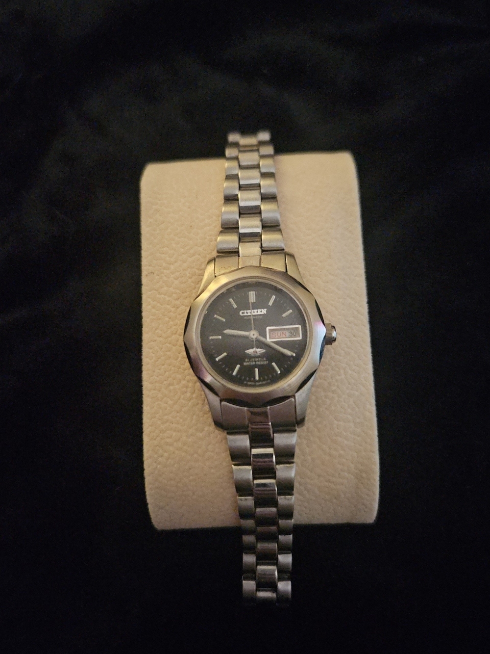 Citizen Silver-Tone Watch with Black Dial
